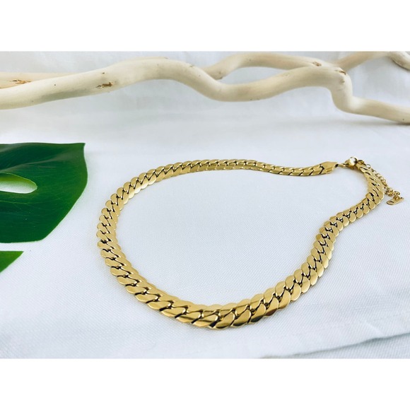 SHABA 18K Gold Plated Stainless Steel Braided Bone Chain Necklace Gold Silver - Picture 2 of 11